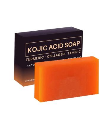 Soap with Kojic Acid Turmeric Natural for Face Dry and Natural Oily Skin for Dark Spots with Hyaluronic Acid Vitamin E All Skin Types Face Wash Body Wash Skincare 5.3 Oz (KC)