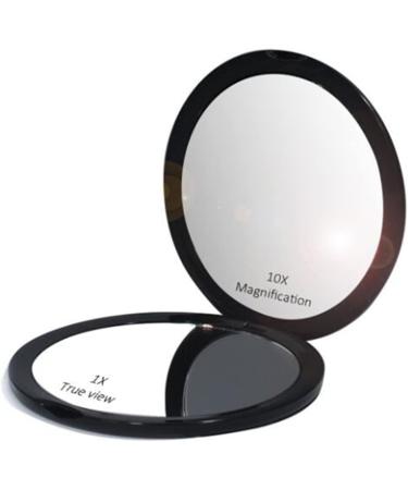 Mpowtech Compact Mirror 1x/10x Magnification - Travel Makeup Mirror - Pocket Mirror for Handbag - Handheld 2-Sided Portable Mirror Compact Mirror - Black Round - Buy Online on GoSupps.com