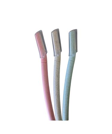 Eco-Friendly Dermaplaning Razor Biodegradable Wheat Straw Handle with Precision Stainless Steel Blade & Micro-Guard Sustainable Eyebrow & Face Exfoliating Tool for Smooth Skin (Multicolor)