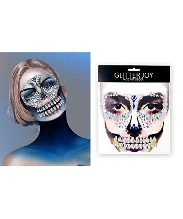 Day of the Dead Sugar Skull Face Jewels - 6-Pack Rhinestone Skeleton Gems for Halloween - Buy Online on GoSupps.com