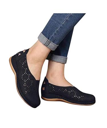 Lovely Nursling Orthopedic Walking Sneaker,Women Slip On Comfort Wedge Sandals Hollow Out Breathe Walking Shoes Summer 9 A1-black