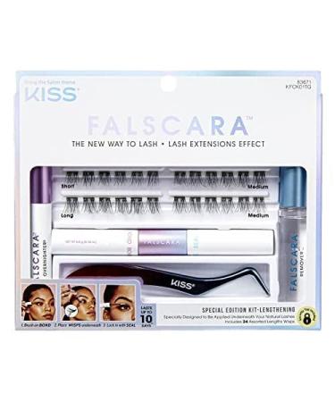 KISS Falscara False Eyelash Special Edition Starter Kit with Overnighter, Bond & Seal, Applicator, Remover, & 24 Lengthening Lash Wisps - Buy Online on GoSupps.com