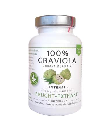 Graviola.de 100% Soursop Fruit Extract 4000mg High dosage -10:1/180 capsules of 400mg - No pesticides additives anti-caking agents.