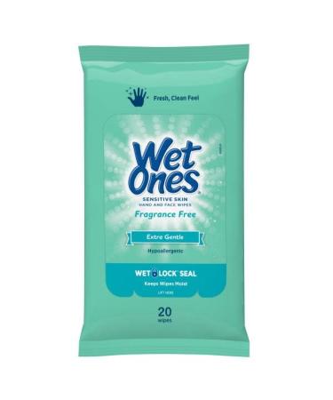 Wet Ones Sensitive Hand & Face Wipes - 20 Count Travel Pack (Pack of 5) - 100 Wipes Total - Buy Online on GoSupps.com