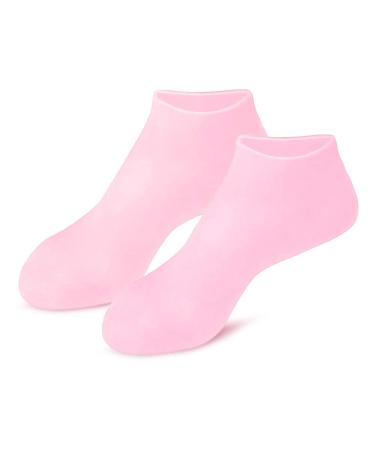Moisturizing Socks Silicone Gel Socks for Moisturize Dry Cracked Foot Skin Waterproof for SPA Foot Care Socks Fits US Size 6-9 Pink