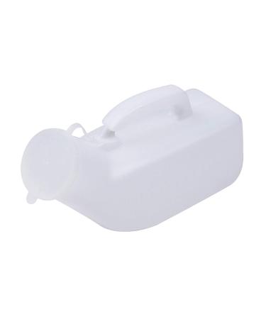 Urinal Long Neck Incontinence Pee Bottle Clear Plastic Urine Collection Device Spill Proof Device Portable Urinal Bottle Snap-On Lid(White) Happy