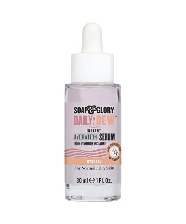 Soap & Glory Daily Dew Instant Hydrating Face Serum - Thirst Quenching Vitamin B5  Rosewater + Hyaluronic Acid Serum - Lightweight  Fast Absorbing Vegan Moisturizing Serum (30ml)