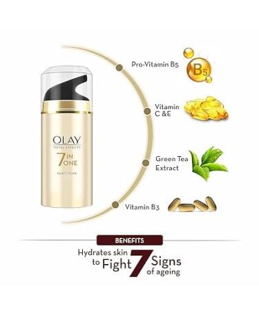 Olay Total Effects Night Cream 50g | Fights 7 Signs of Aging | Niacinamide & Green Tea | All Skin Types | Buy Internationally - Buy Online on GoSupps.com