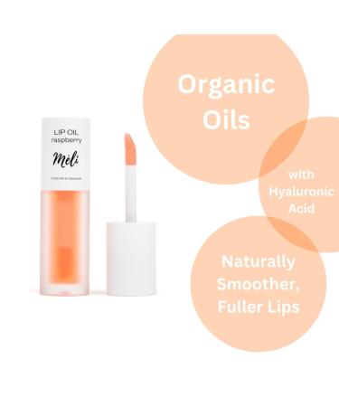 M LI Organic Lip Oil with Hyaluronic Acid | Non-Sticky Natural Lip Gloss for Moisturizing & Revitalizing | Clear Raspberry Flavor - Buy Online on GoSupps.com