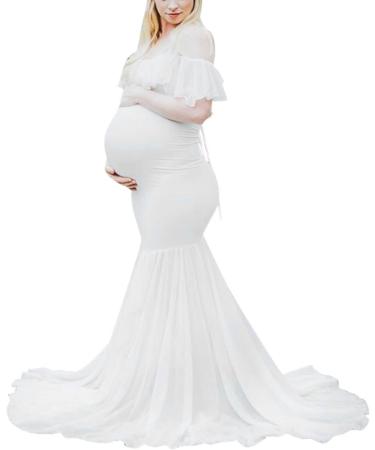 Robe de grossesse pour femme - Robe d'allaitement en dentelle - Pour s ance photo - Robe longue en mousseline de soie - Couleur unie - Sexy - Robe d' t S Blanc. - Buy Online on GoSupps.com