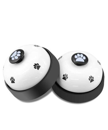 Comsmart Dog Training Bell, Set of 2 Dog Puppy Pet Potty Training Bells, Dog Cat Door Bell Tell Bell with Non-Skid Rubber Base White