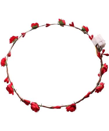Led Light Women Flower Girl Headband Glow Blinking Crown Hair Wreath For Girls Women Wedding Festival Christmas New Year Party (Red) - Buy Online on GoSupps.com