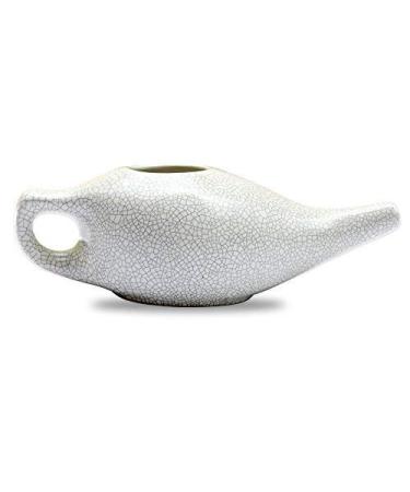 ANCIENT IMPEX Ceramic Neti Pot for Nasal Cleansing with 5 Sachets of Neti Salt | Compact and Travel-Friendly Design | Natural Remedy for Infection Sinus and Congestion (Crackle Ivory)