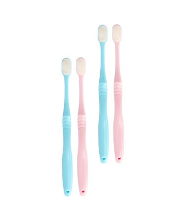 Beavorty 4 pieces wangan hair toothbrush for adult toothbrush brass toothbrush with soft bristle toothbrush for adult body care toothbrush fur toothbrush