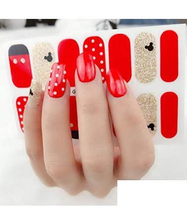 Mickey Minnie nail wraps stickers Black Red Polk a Dot Fingernail wrap design