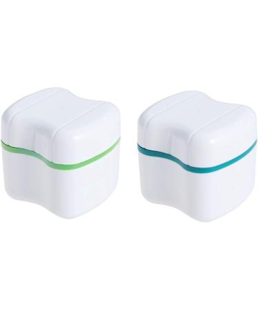 Faruta Prosthesis Suitcase for Dentures - Durable Plastic Bath Box with Sieve & Basket Holder - Travel & Cleaning Storage Container (2-Piece Set in Green & Blue) - Buy Online on GoSupps.com