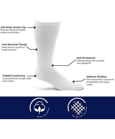 Diabetic Socks 6-Pack Made In USA - X-Large White for Men and Women - Buy Online on GoSupps.com