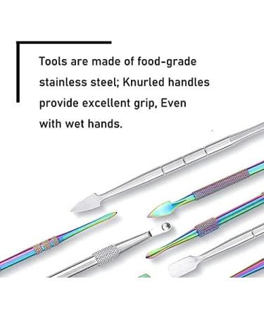 Yullmu 5-Piece Rainbow Stainless Steel Wax Carving Tool Set with Silicone Container and Cleaning Brush - Buy Online on GoSupps.com
