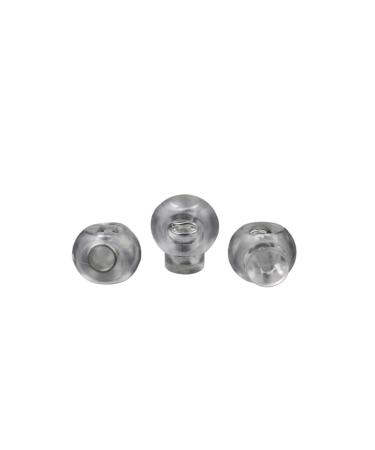 Hole Cord Lock Stopper spring buckle Cord Locks Toggles 500pcs Cord Lock Round Ball Toggle Stopper Plastic Toggle Clip Widely For Bag Backpack/Clothing Clear White(15mm*18mm) 15mm*18mm Clear