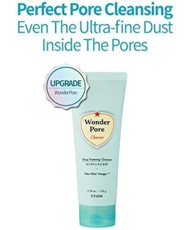ETUDE HOUSE Wonder Pore Cleanser 150g (5.29 Oz.) | Kbeauty | Deep Foam Cleanser for Sensitive Skin to Balance Sebum Level Clean Dirt and Impurities in Pores | Ultra Mint Vinegar for a Fresh Finish - Buy Online on GoSupps.com