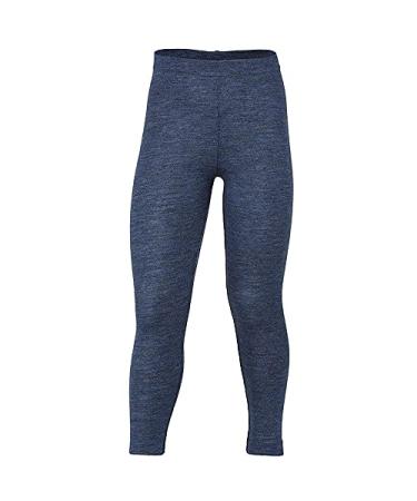 Kids Thermal Underwear Leggings: Base Layer Long Johns Pants, Organic Virgin Wool 11-12 Years Blue Melange