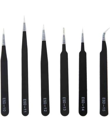 kawehiop 6 Pieces Anti-Static Tweezers Stainless Steel Eyebrow Nipper Remover Jewelry Crafting Repair Maintenance Tools - Buy Online on GoSupps.com