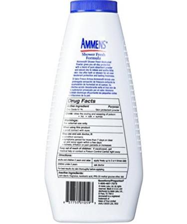 Ammens Medicated Powder Shower Fresh 11 oz - Pack of 10 | Soothes & Refreshes | International Shipping Available - Buy Online on GoSupps.com