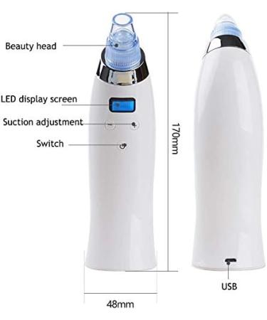 Sxdthy Electric Pore Cleaner USB Rechargeable Blackhead Suction Tool 5 Levels Adjustable Blackhead Remover with LED Smart LCD Display & 4 Suction Heads - Buy Online on GoSupps.com