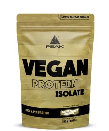 Peak vegan protein isolate - 750g taste salted peanut caramel i 25 portions i powder i vegetable protein sources: pea - & travel protein i for muscle building i sweetness from stevia i gmo -free