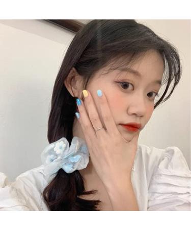 KDDOM 2 PCS Embroidery Tulle Flower Hair Scrunchie Set - Vintage Hair Loop for Girls and Women (Pink Blue) - Buy Online on GoSupps.com