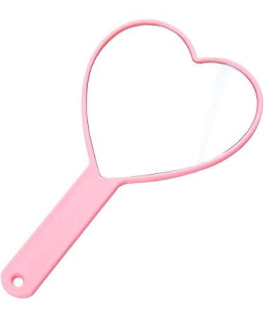 TBWHL Heart-Shaped Travel Handheld Mirror Portable Personal Cosmetic Hand Mirror with Handle Pink