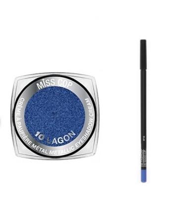 Kit 1 Metal Cream Eyeshadow 10 Lagoon Blue + 1 Blue Pencil (2 Products)