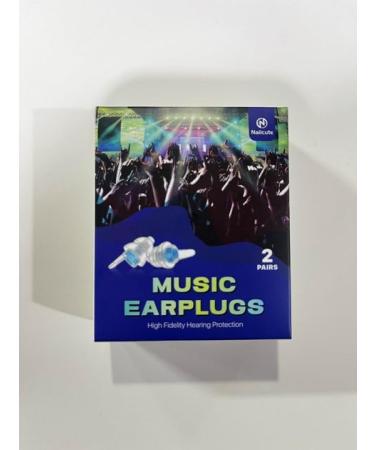 Naiicute Music Hearing Protection Earplugs - Reusable 2 Pairs with Cord 23dB Noise Reduction for Concerts Festivals & Parties - Blue - Buy Online on GoSupps.com