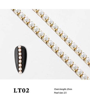 25cm Nail Art Metal Pearl Chain - Glitter Accessories for DIY Manicure - Gold & Silver LT02 - Buy Online on GoSupps.com