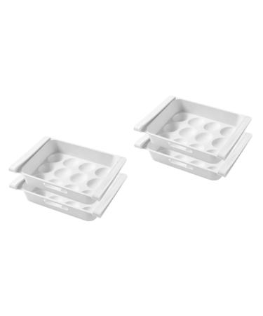 GLEAVI 4 Pcs Refrigerator Storage Box White Eiffel Tower Decor Fridge Fruit Storage Holder Pull-out Crisper