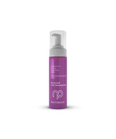 NEW PARADISE Glycolic Acid Facial Cleansing Foam - Exfoliating Brightening Cleanser with Aloe Vera Pro-vitamin B5 - An mal Test Free