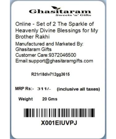 Ghasitaram Gifts Rakhi for Brother Rakhis Online- Set of 2 The Sparkle of Heavenly Divine Blessings for My brother Rakhi - Buy Online on GoSupps.com
