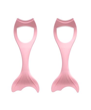 2pcs Eyelash Eyeliner Guard Aid Lower Silicone Comb Shield Pink Eye in Curler Tool Applicator Mermaid Women Upper Lash Stencils Mascara Brush Makeup Drawing for 15X4.5CMx2pcs Pinkx2pcs