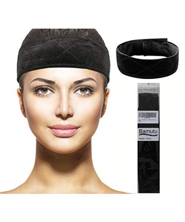 Bamutu Velvet Wig Grip Headband for Women Adjustable Non Slip Elastic Wig Hair Band (Black)