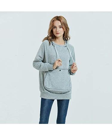 Pet Pouch Hoodie Long Sleeve Fleece Carrier Sweatshirt | Light Grey XX-Large - Buy Online on GoSupps.com