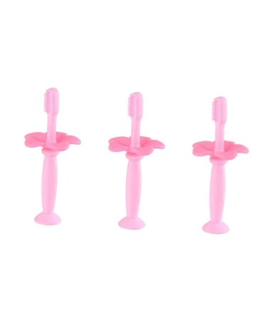 Healvian 3 STK baby toothbrush toothbrushes for children toothbrush made of silicone bristle toothbrush children's toothbrush baby training toothbrush baby motto toothbrush protection sound wall pink