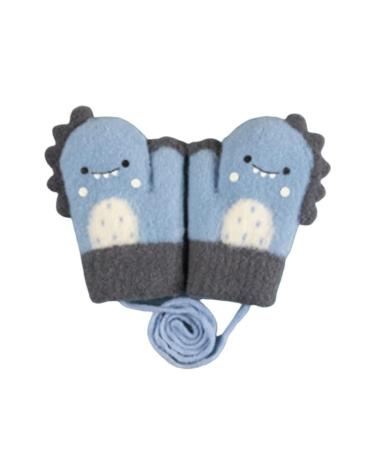 YLYMWJ Toddler Mittens on String Thicken Fleece Knit Gloves Cartoon Magic Gloves Thermal Outdoor Mittens for Newborn Infant Aged 1-4 14*9cm/5.5*3.5inch Blue