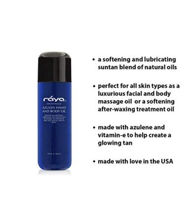 Raya Azulen Hand and Body Oil 8 oz | Natural Softening Oil for Hands Arms Legs & Body | Ideal Massage Oil for All Skin Types - Buy Online on GoSupps.com