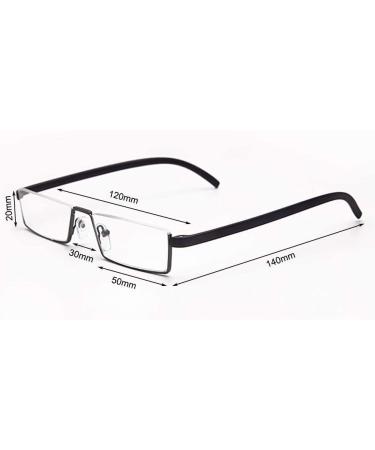 REAVEE 2 Pack Half Frame Metal Reading Glasses +2.75 Black/Blue with Portable Case - Lightweight Spring Hinge Readers for Women Men - Buy Online on GoSupps.com