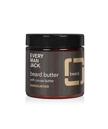 Every Man Jack Beard Butter- Subtle Sandalwood Fragrance - Rejuvenates Hydrates and Styles Dry Unruly Beards While Relieving Itch - Naturally Derived with Cocoa Butter and Shea Butter - 4-ounce