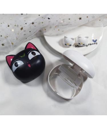 Duehut Anime Cute Cat Contact Lens Container - Portable Travel Box Kit with Cleaner Solution & Tweezers for Home & Office - Buy Online on GoSupps.com