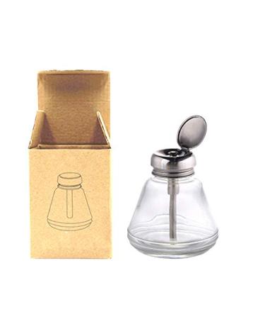 6 oz Clear Glass Dispenser Bottle with Stainless Steel Cap - Nail Polish / Makeup Remover Holder - Buy Online on GoSupps.com