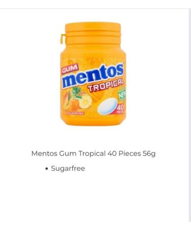 Mentos Sugar Free Chewing Gum Pure Fresh Tropical Bottle 40 Gum Pieces Per Bottle (Pack Of 8) + Complimentary Shopping List - Buy Online on GoSupps.com