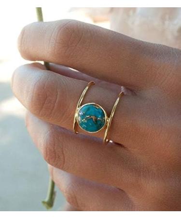 18K Gold Filled Turquoise Anniversary Ring - Women's Fashion Jewelry Gift - Buy Online on GoSupps.com