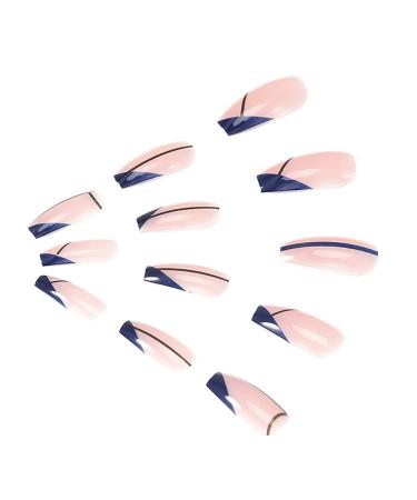 Brishow Coffin Artificial Nails - Long Geometric Press-On Ballerina Acrylic Nails | 24-Piece Set for Women & Girls - Buy Online on GoSupps.com